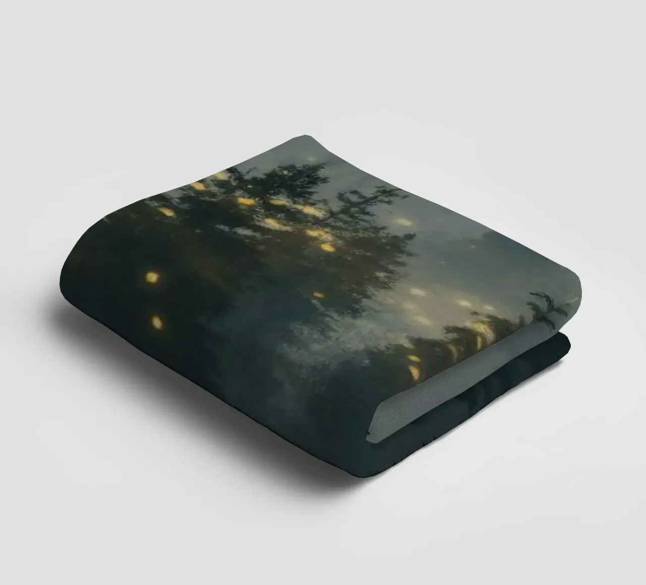 Enchanted Forest of Golden Fireflies towel by Plain Thoughts