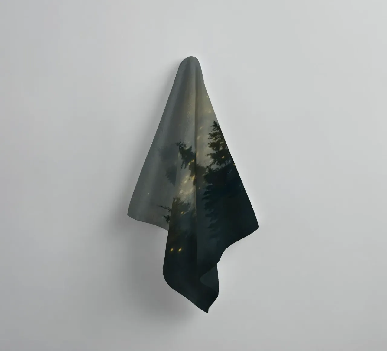 Enchanted Forest of Golden Fireflies towel by Plain Thoughts