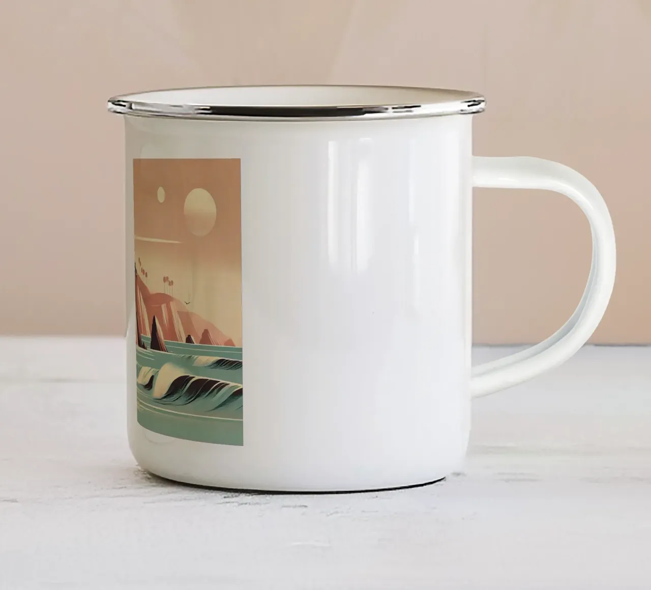 Poster d'epoca sulla costa della California tazza in smalto da Wanderlust Vibes
