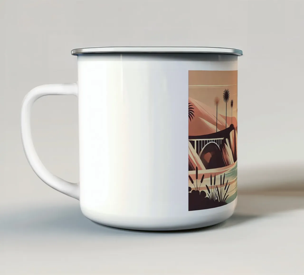 Poster d'epoca sulla costa della California tazza in smalto da Wanderlust Vibes