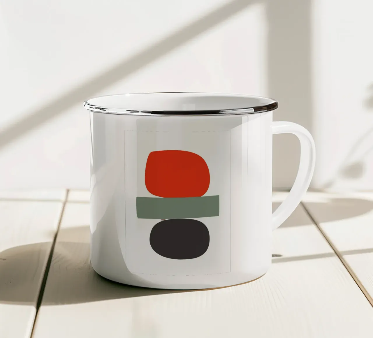 Balancing Shapes No. 02 Emaille Tasse von lazydaypaper