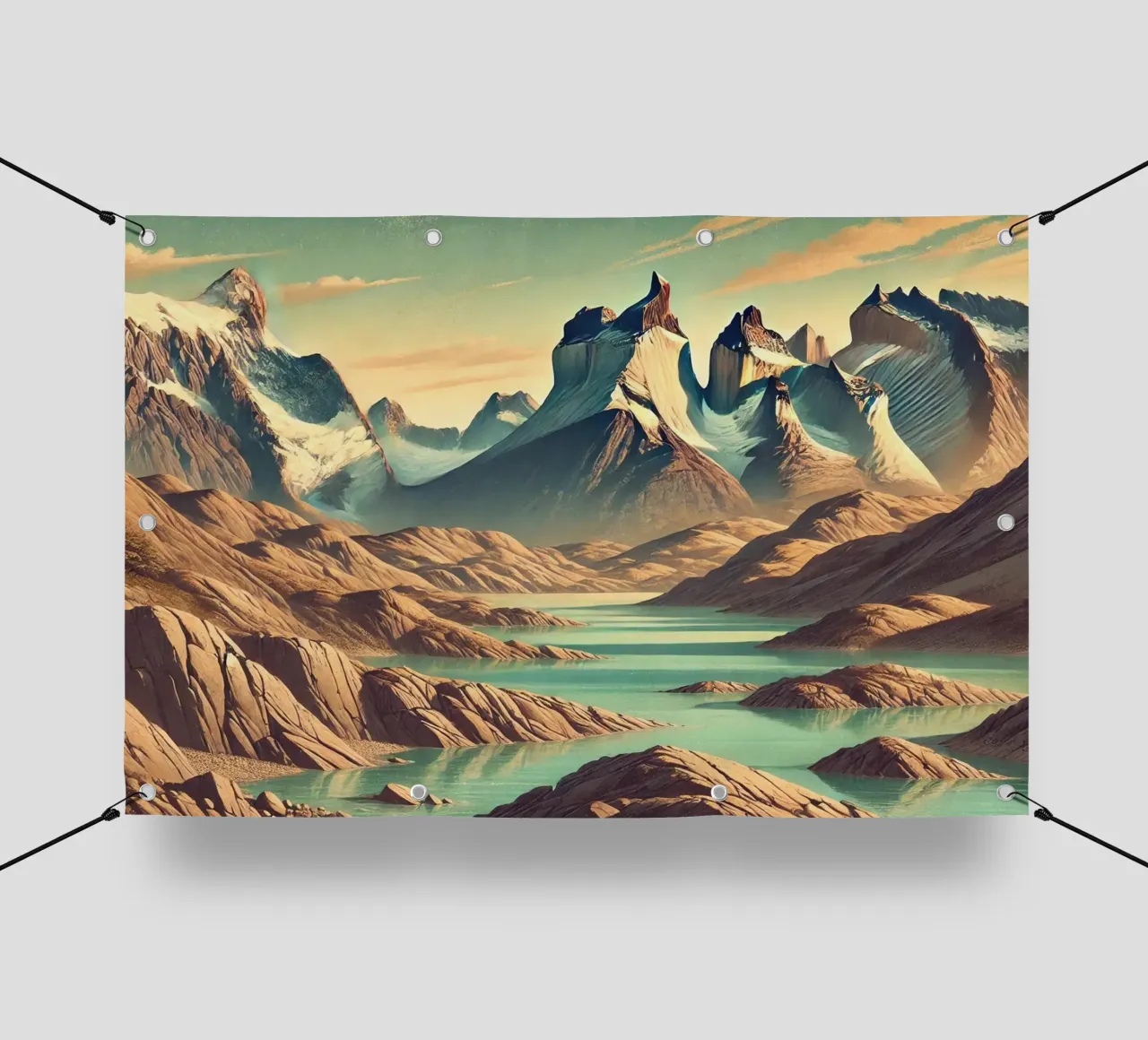 Poster d'epoca del Cile, Torres del Paine telo in pvc da Wanderlust Vibes