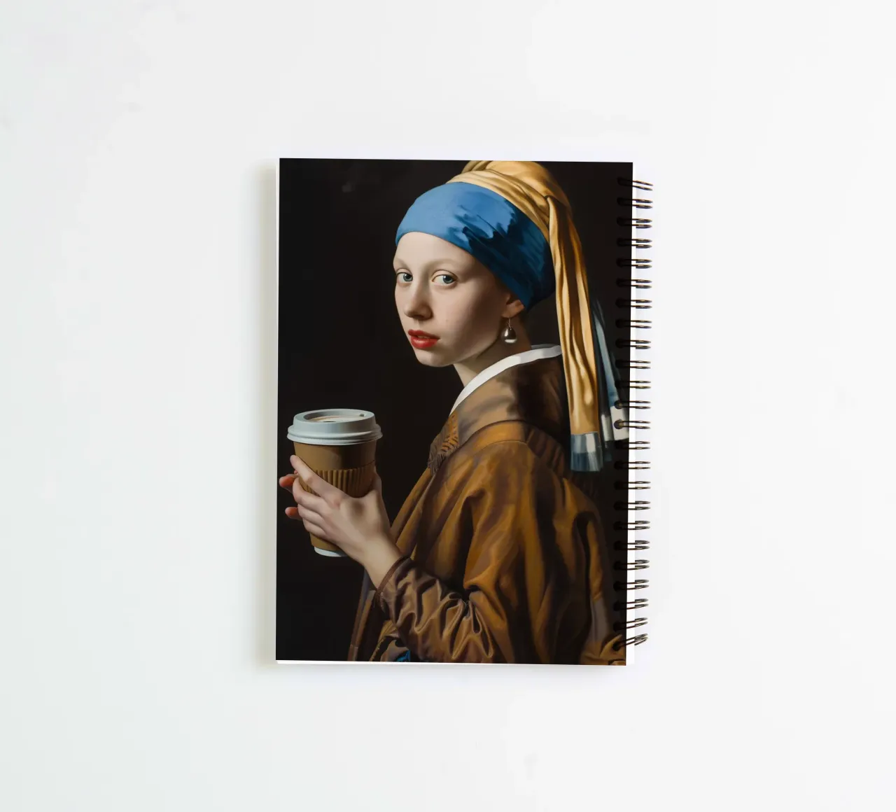 Pausa caffè per la ragazza con l'orecchino di perla diario ad anelli da Autofocus