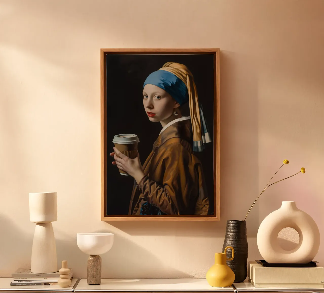 Pausa caffè per la ragazza con l'orecchino di perla tela da Autofocus