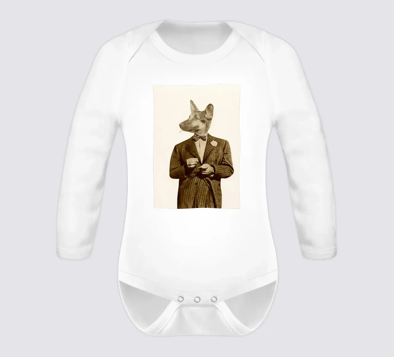 Play it Cool long-sleeve baby romper by Cassia Beck Collage