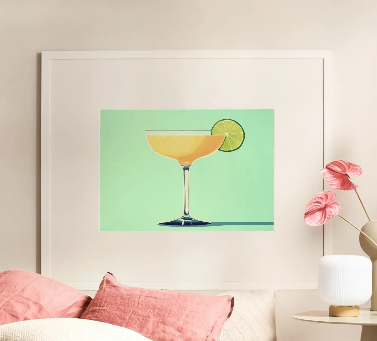 Cocktail moderno di metà secolo Minimalista Menta e Lime Pop Art carta hahnemühle da dawnthesea