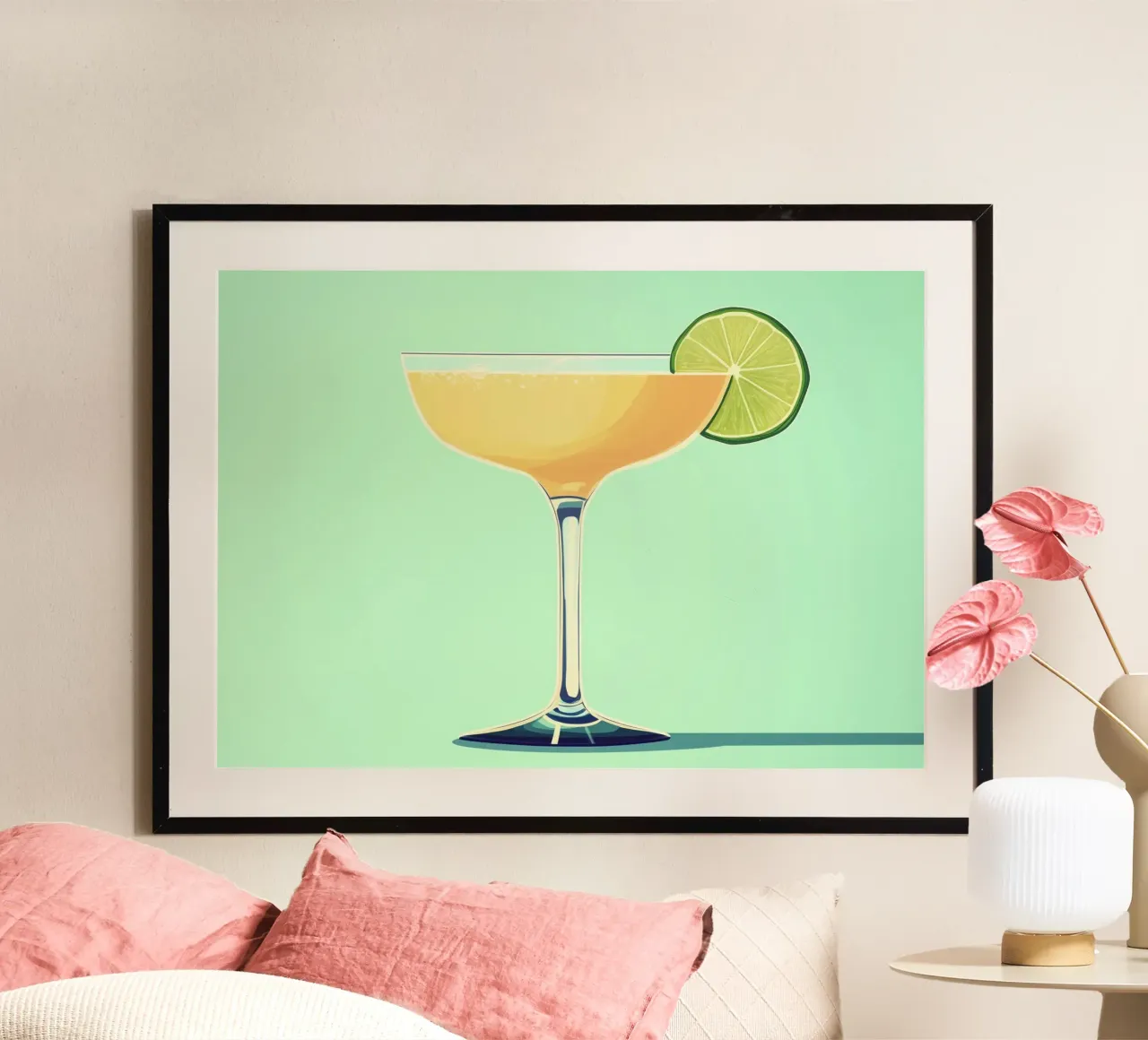 Cocktail moderno di metà secolo Minimalista Menta e Lime Pop Art carta hahnemühle da dawnthesea