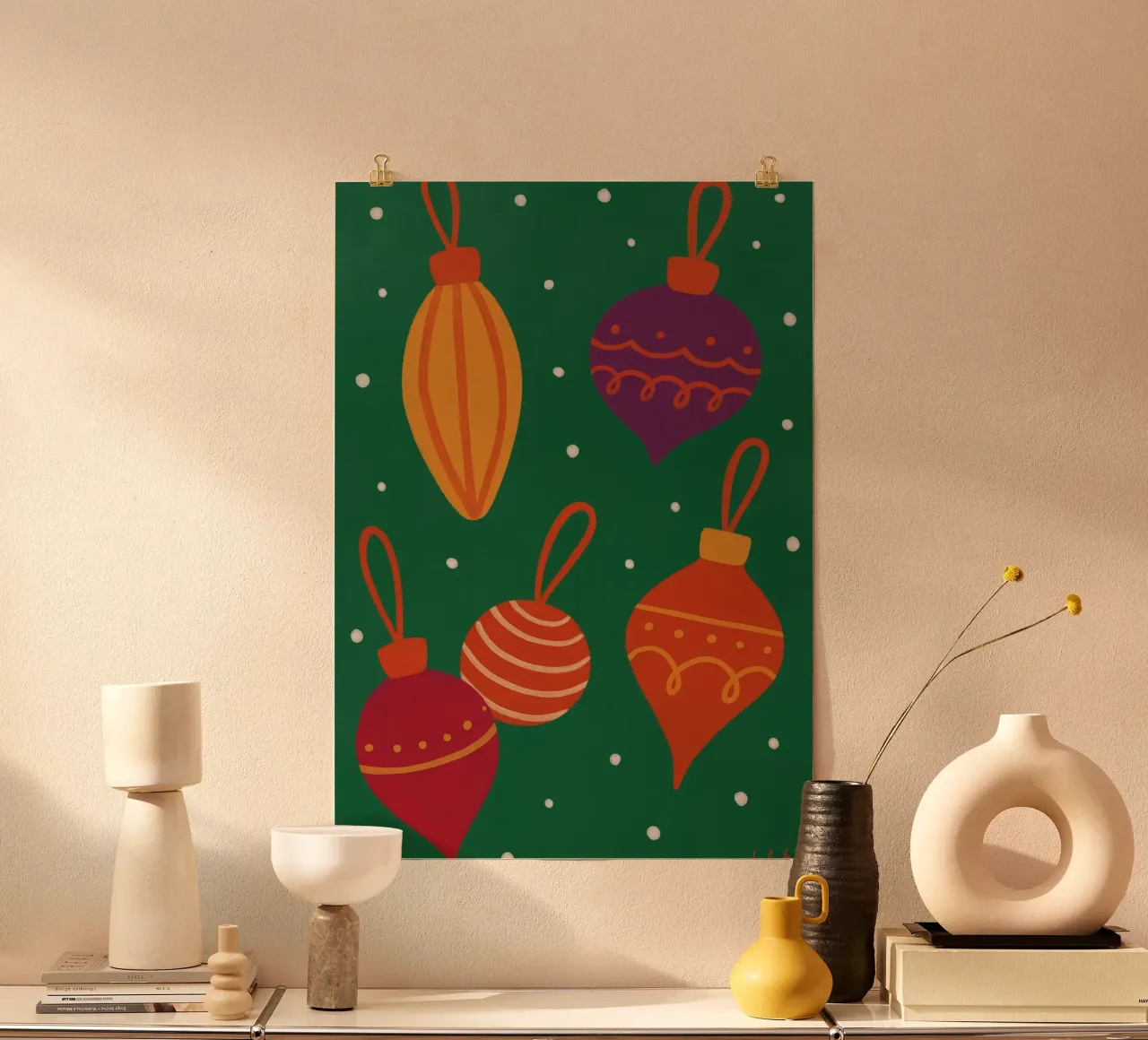 Ornamenti moderni di metà secolo Retro Geometric Christmas Poste carta hahnemühle da postaprinta