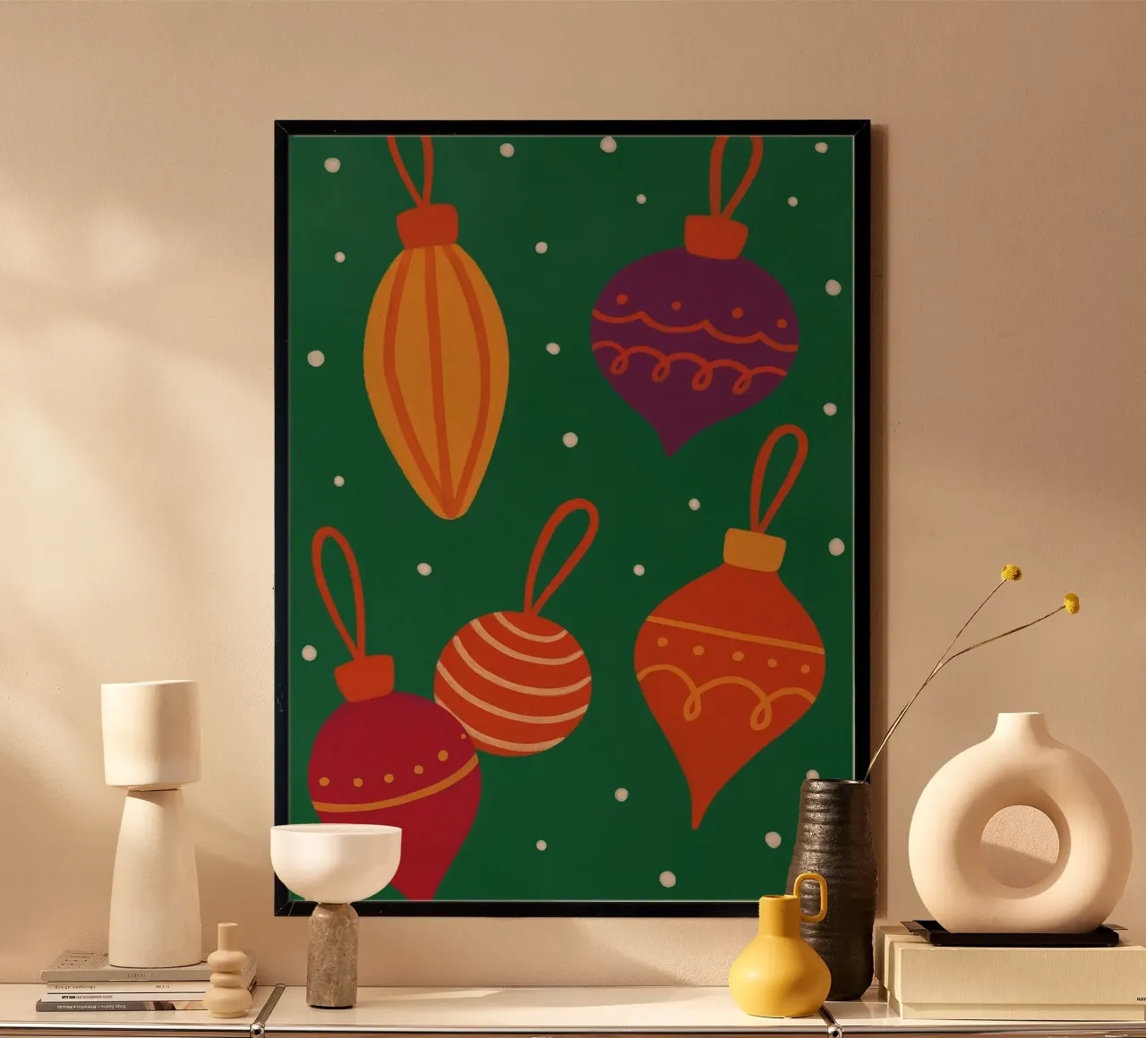 Ornamenti moderni di metà secolo Retro Geometric Christmas Poste carta hahnemühle da postaprinta