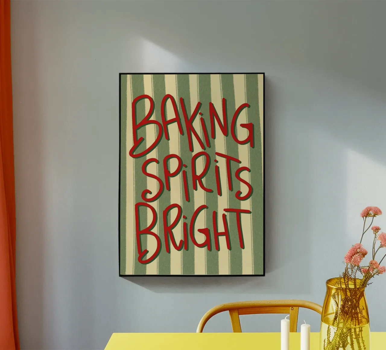 Baking Spirits Luminoso retro tipografia a righe Natale Pos plexiglass da postaprinta