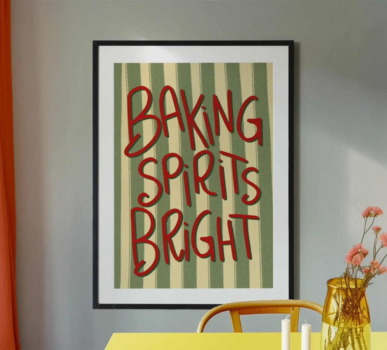 Baking Spirits Luminoso retro tipografia a righe Natale Pos poster da postaprinta