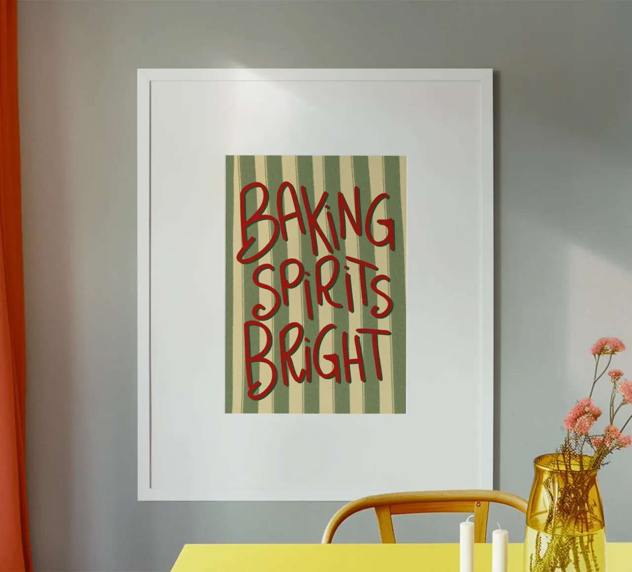 Baking Spirits Luminoso retro tipografia a righe Natale Pos poster da postaprinta