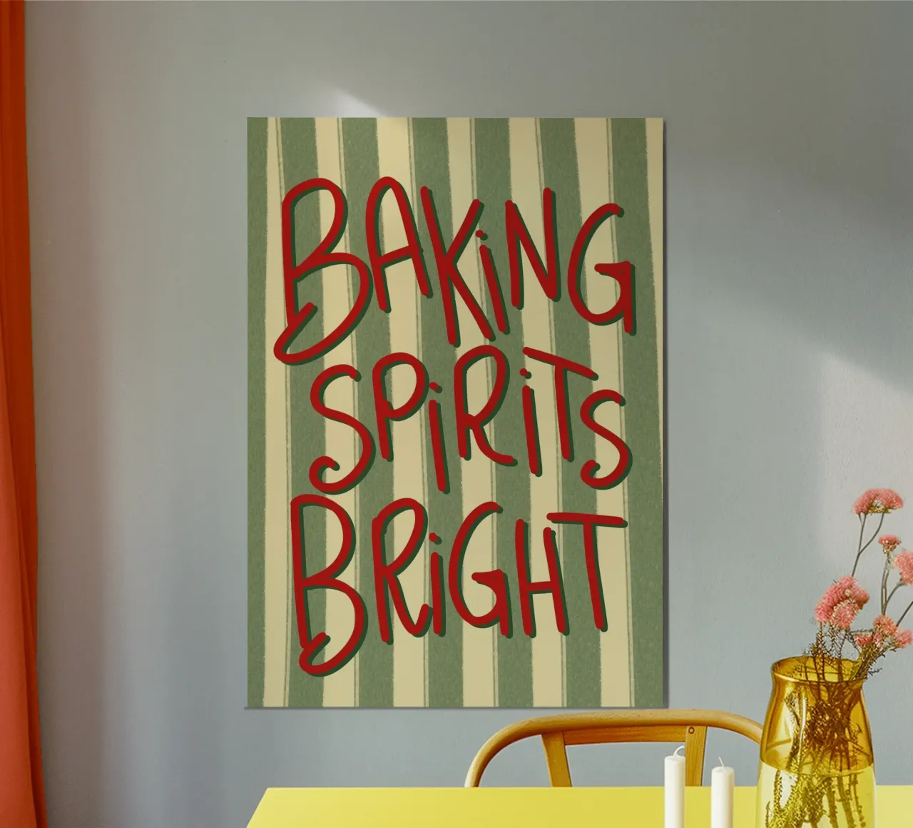 Baking Spirits Luminoso retro tipografia a righe Natale Pos poster da postaprinta