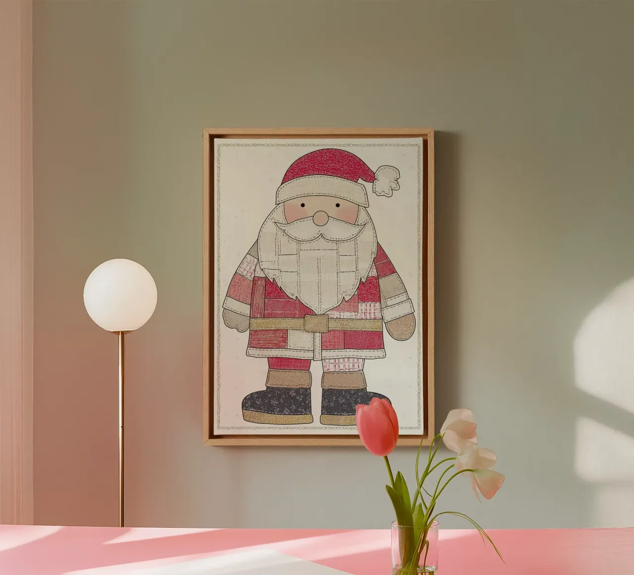 Patchwork trapuntato Babbo Natale Rustic Folk Art Christmas Post tela da postaprinta