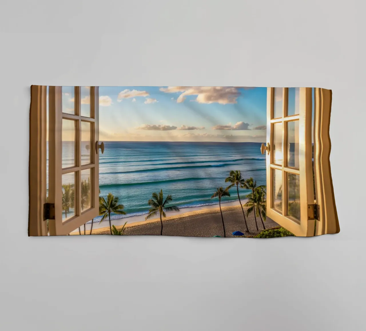 Open Window on Waikiki Beach towel by Plain Thoughts