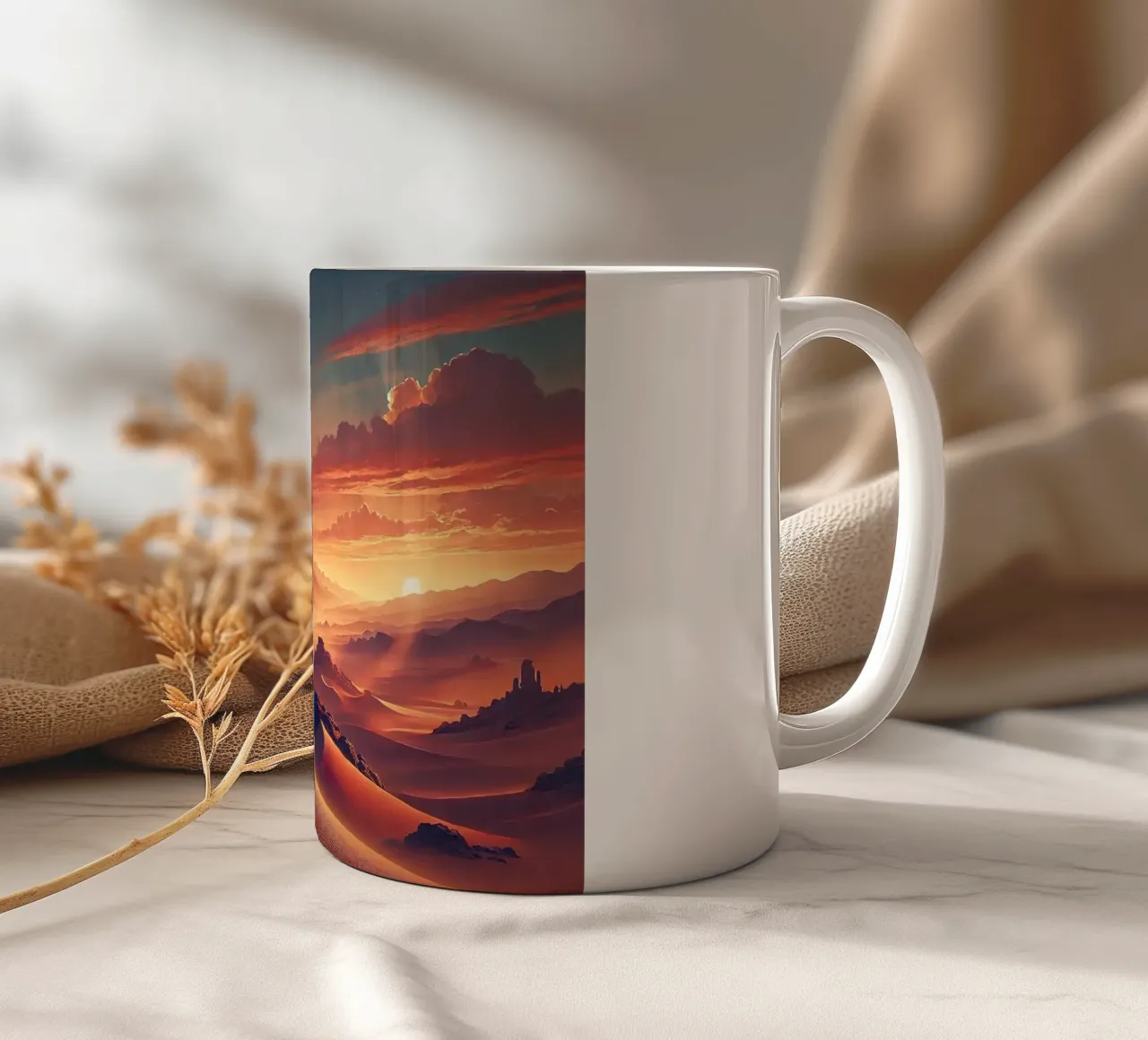 Poster d'epoca del Cile, tramonto nel deserto di Atacama tazza in ceramica da Wanderlust Vibes