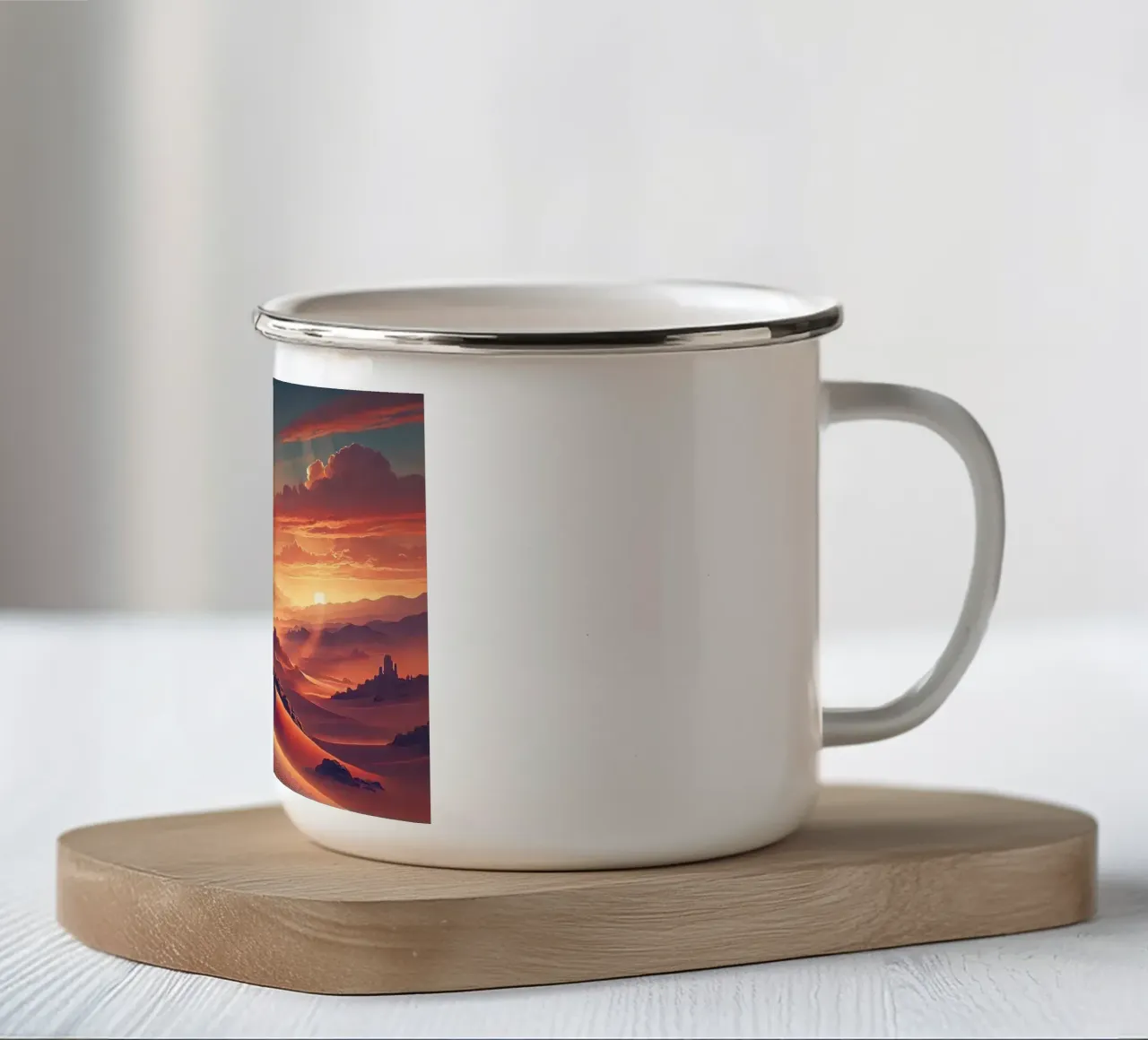 Poster d'epoca del Cile, tramonto nel deserto di Atacama tazza in smalto da Wanderlust Vibes
