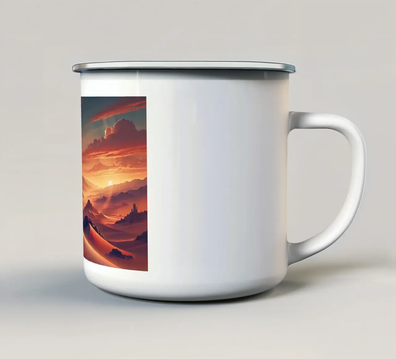 Poster d'epoca del Cile, tramonto nel deserto di Atacama tazza in smalto da Wanderlust Vibes