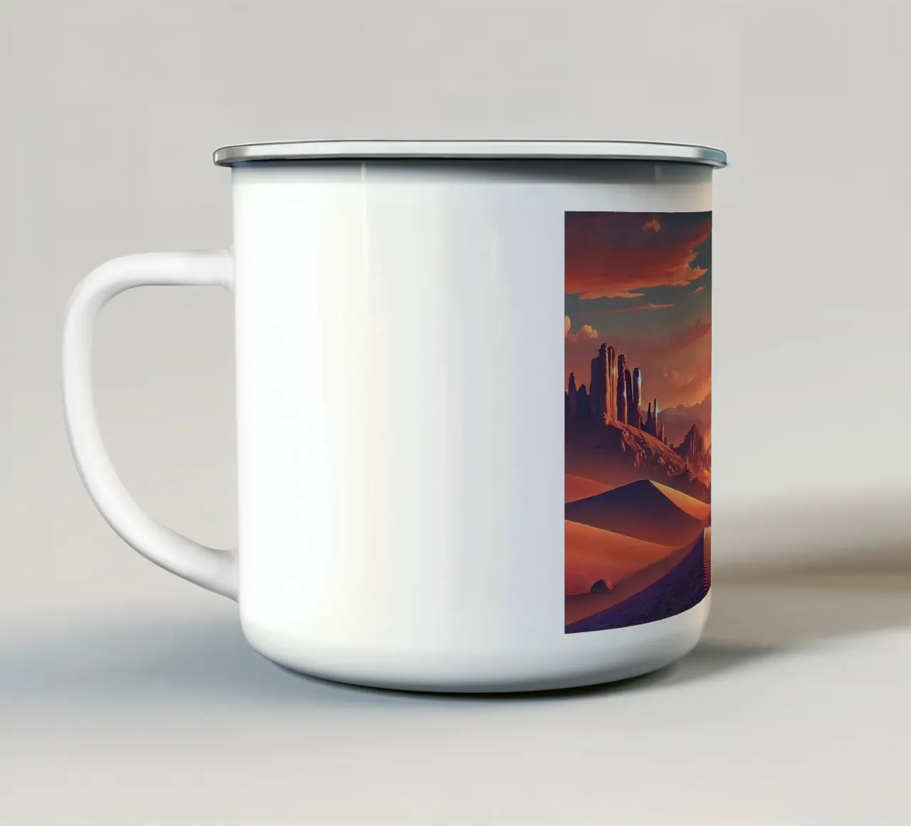 Poster d'epoca del Cile, tramonto nel deserto di Atacama tazza in smalto da Wanderlust Vibes