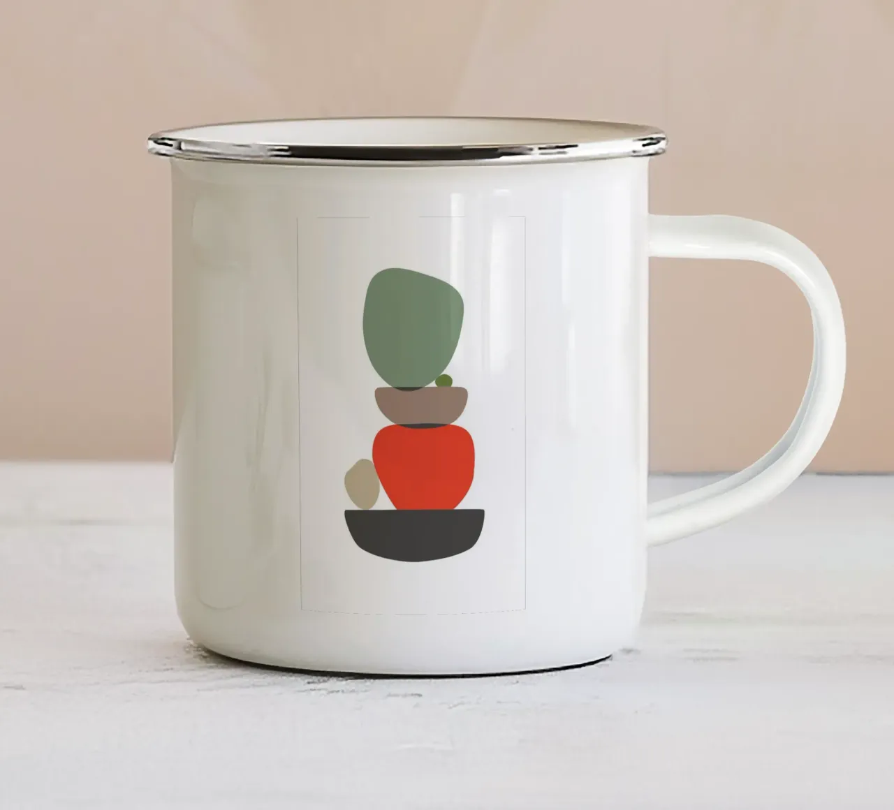 Balancing Shapes No. 3 enamel mug by lazydaypaper