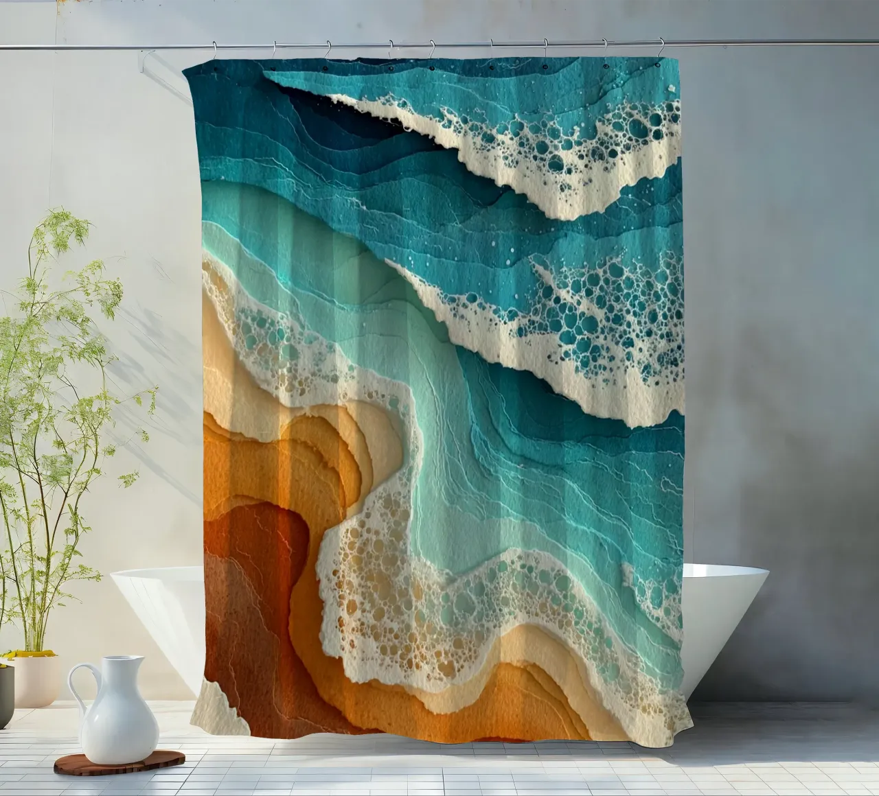 Abstract Coastal Flow tenda da doccia da Mosaic Dialogue