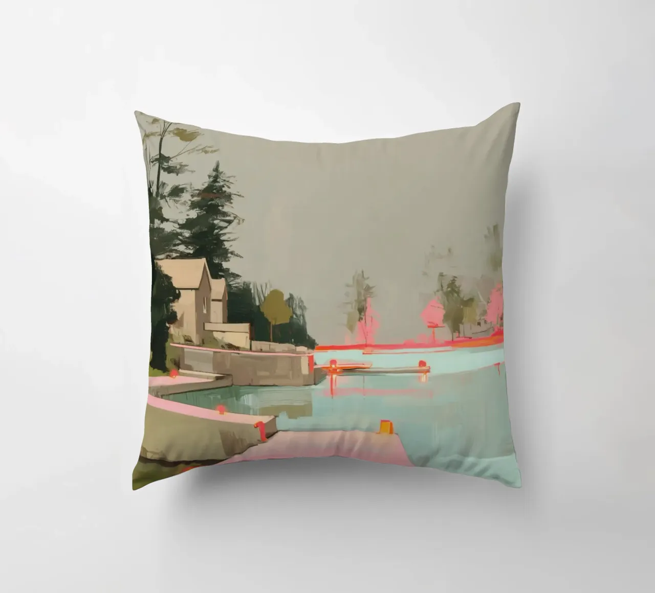 Silenzio sul molo rosa cuscino da Carina Pop & Pastell