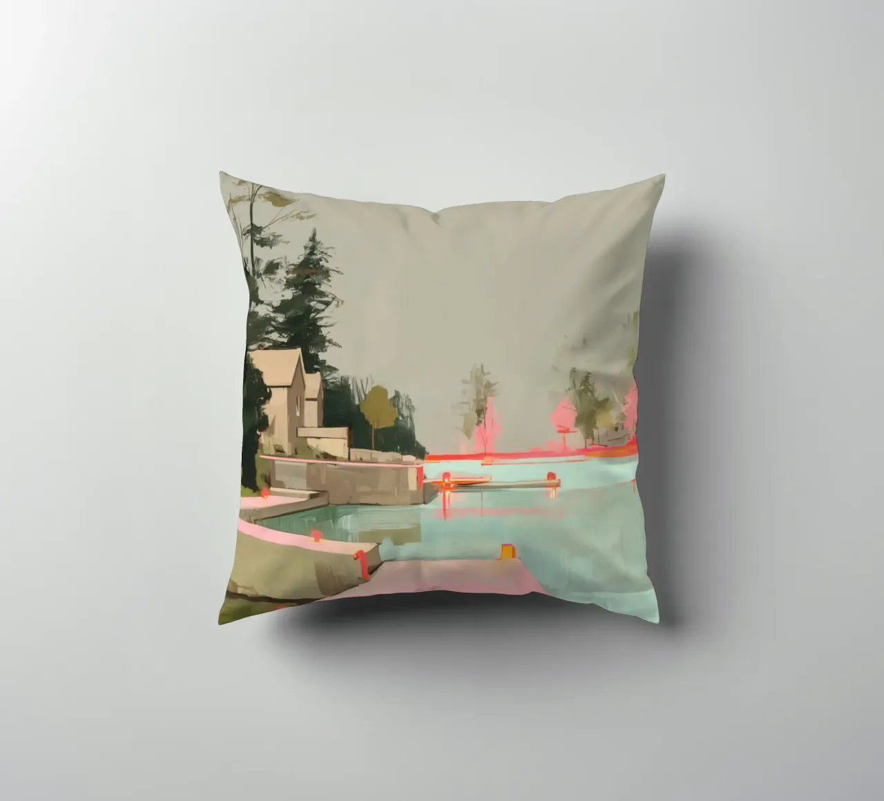 Silenzio sul molo rosa cuscino da Carina Pop & Pastell