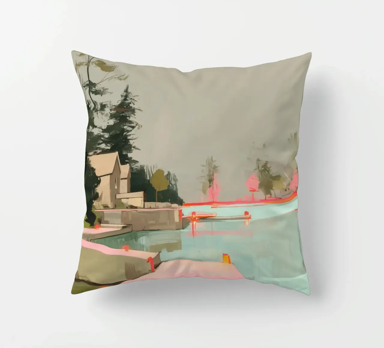 Silenzio sul molo rosa cuscino da Carina Pop & Pastell