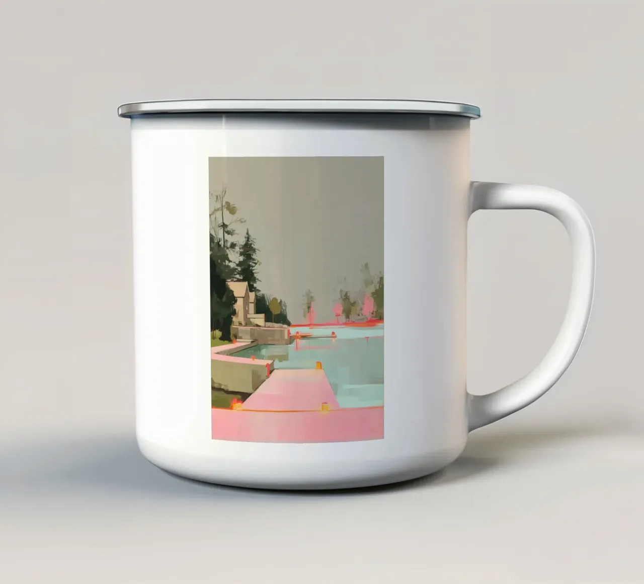 Silenzio sul molo rosa tazza in smalto da Carina Pop & Pastell