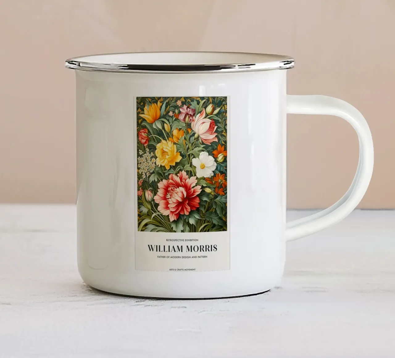 William Morris Rosa e foglie tazza in smalto da KOOL STORE