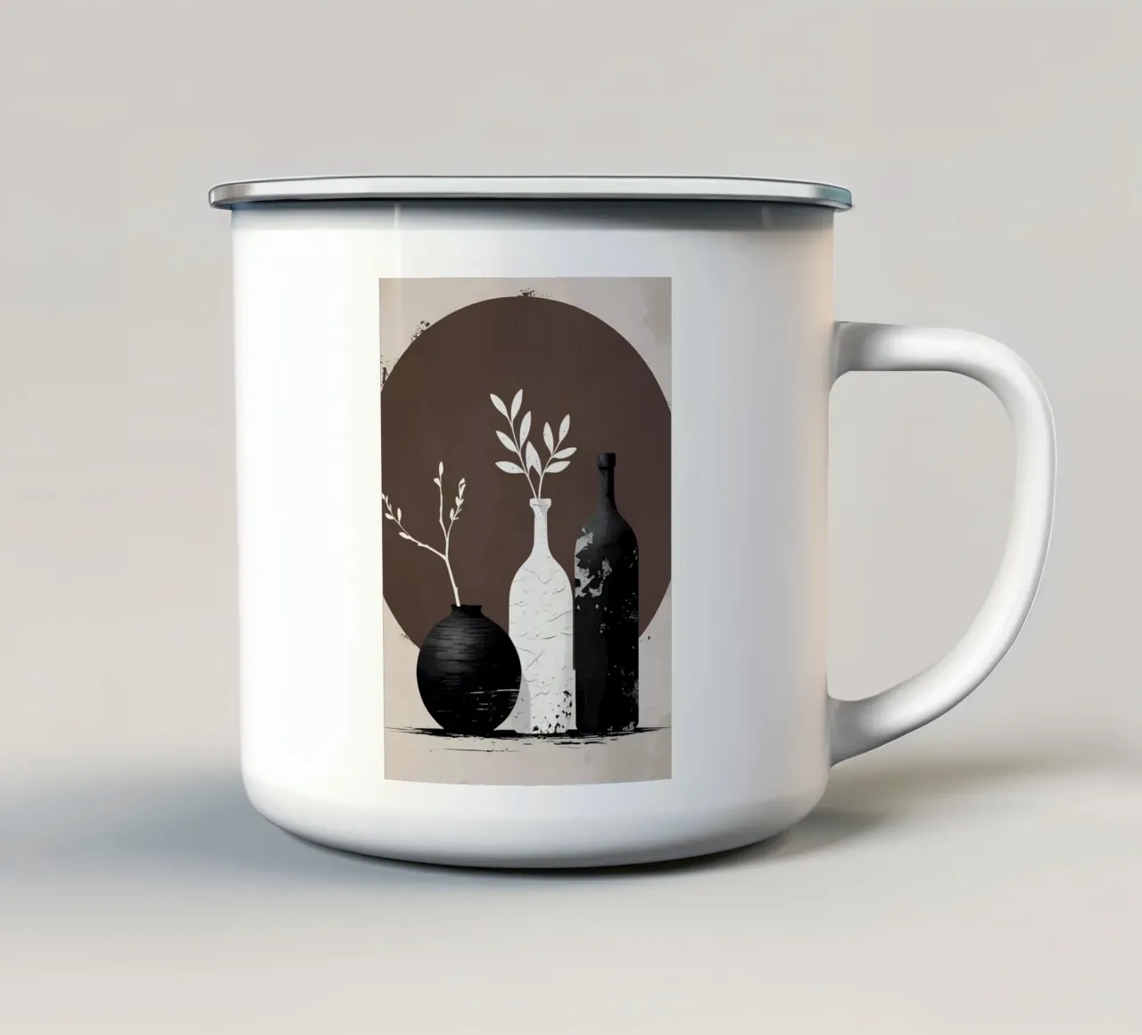 Poster con vasi di piante e arte botanica astratta tazza in smalto da Bloom And Brush