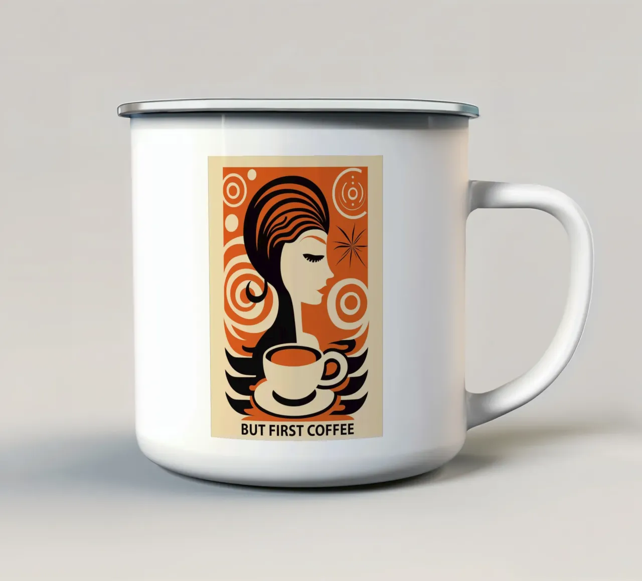 Maar eerst koffie emaille mok van Autofocus