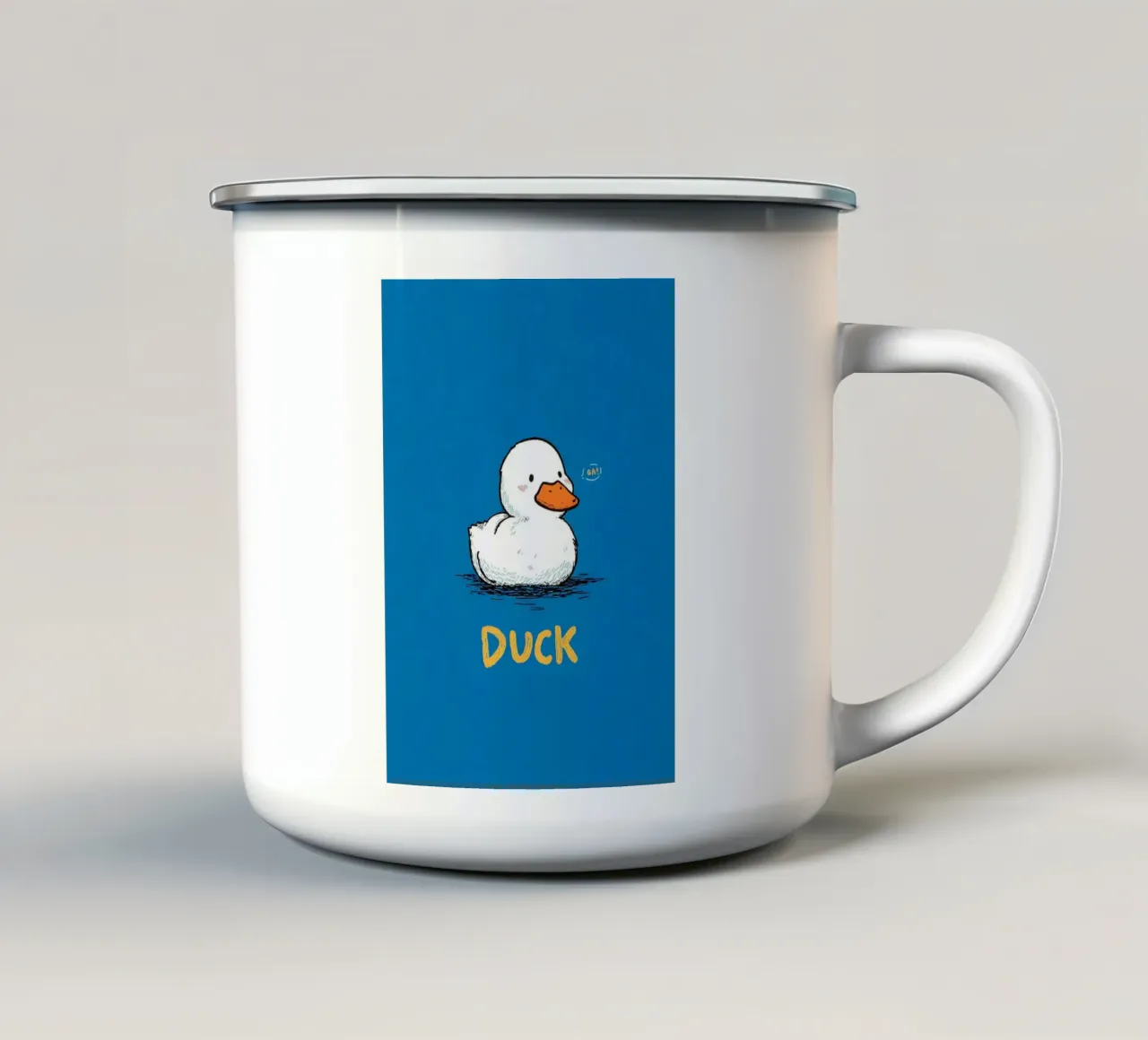 Anatra cartone animato carino illustrazione su blu tazza in smalto da Tory