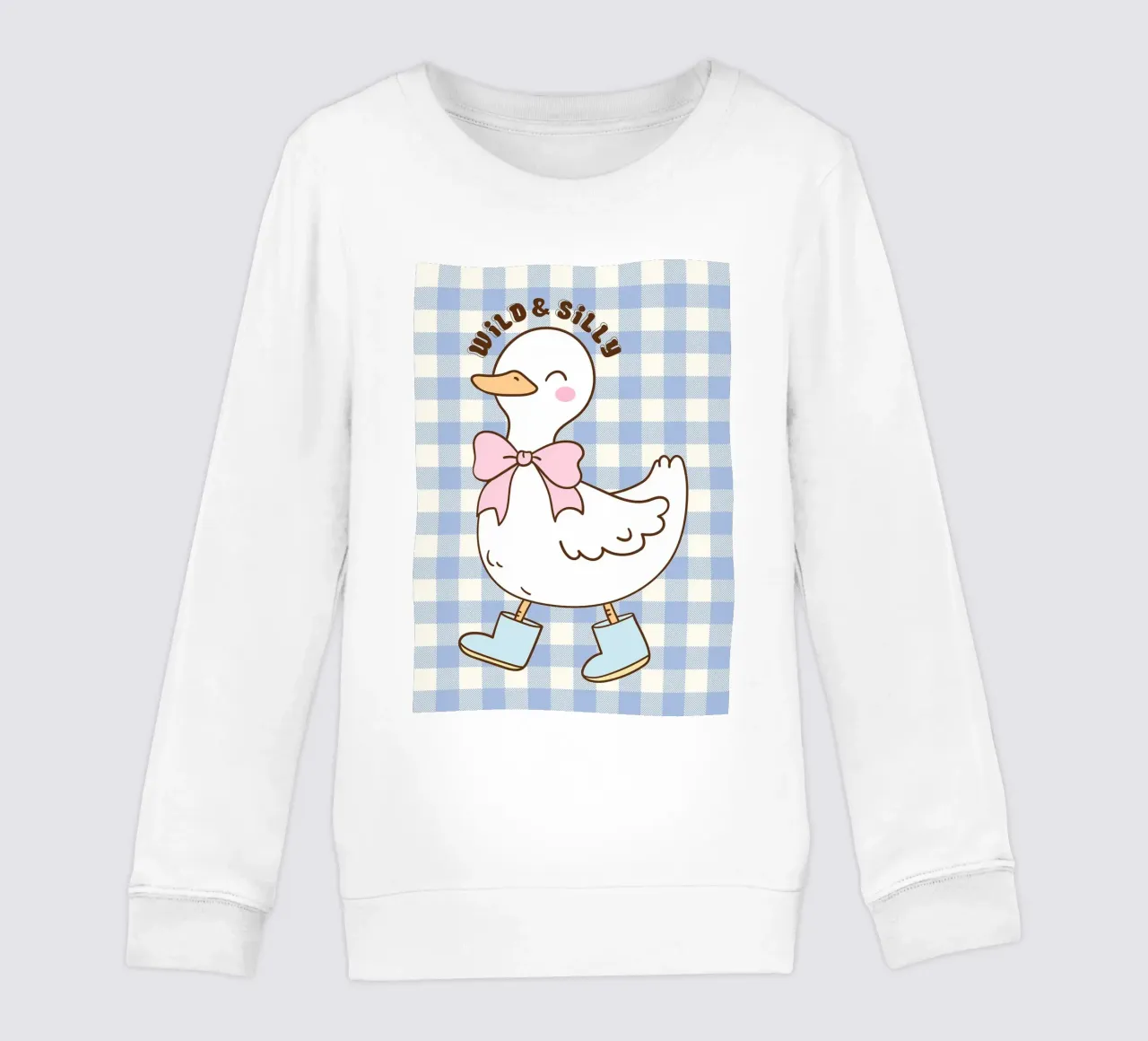 Simpática ilustración de un pato con botas y lazo sudadera para niño de Tory