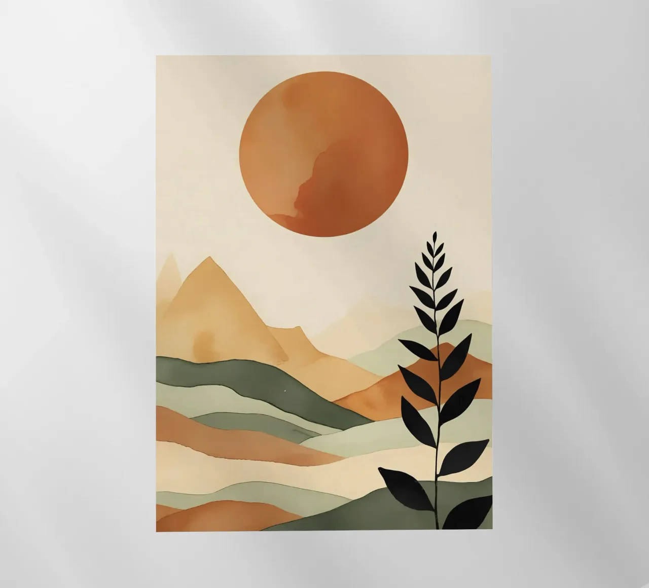 Paesaggio minimalista con sole e silhouette botanica pellicola backlit da Bloom And Brush