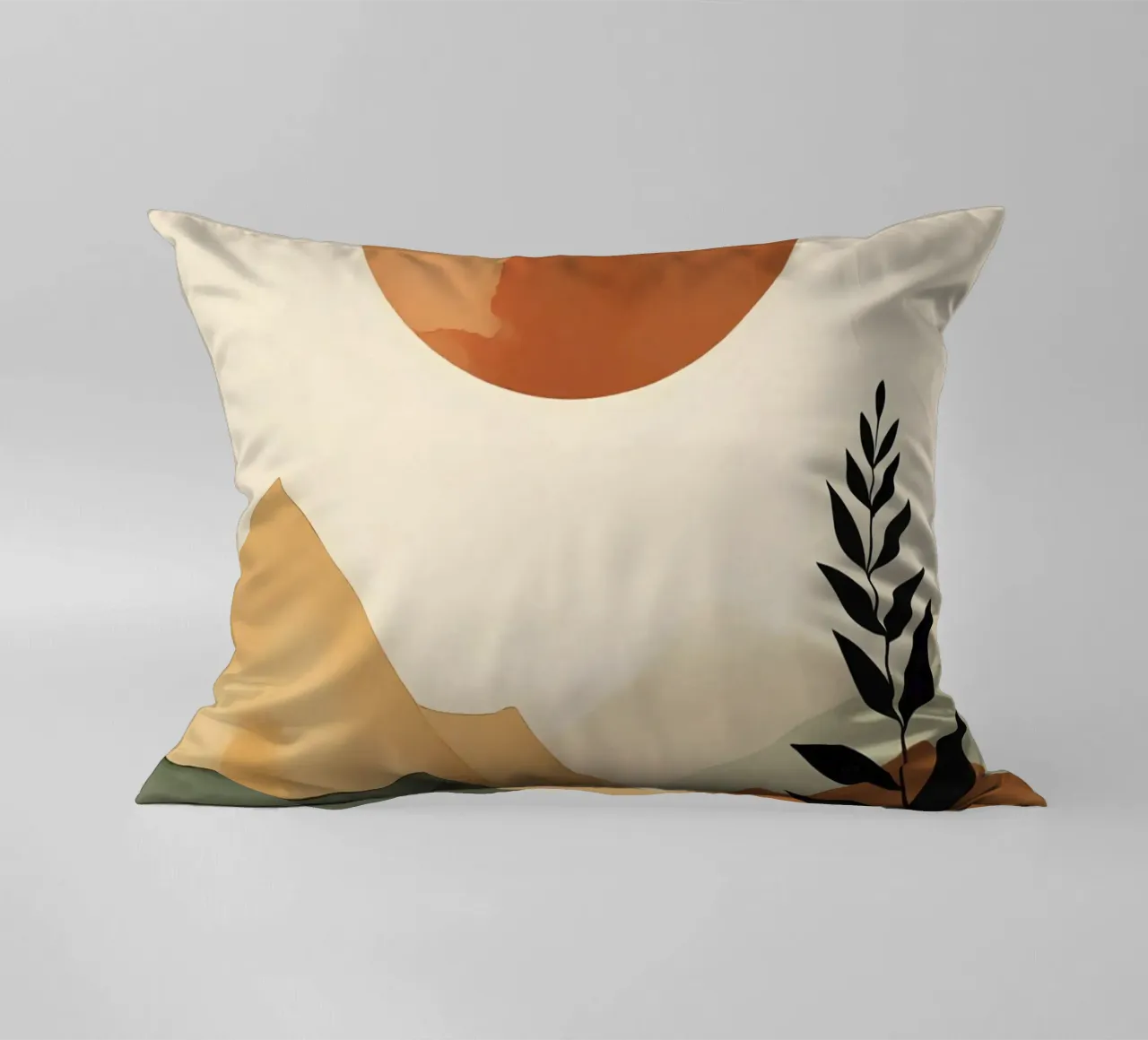 Paesaggio minimalista con sole e silhouette botanica cuscino da Bloom And Brush