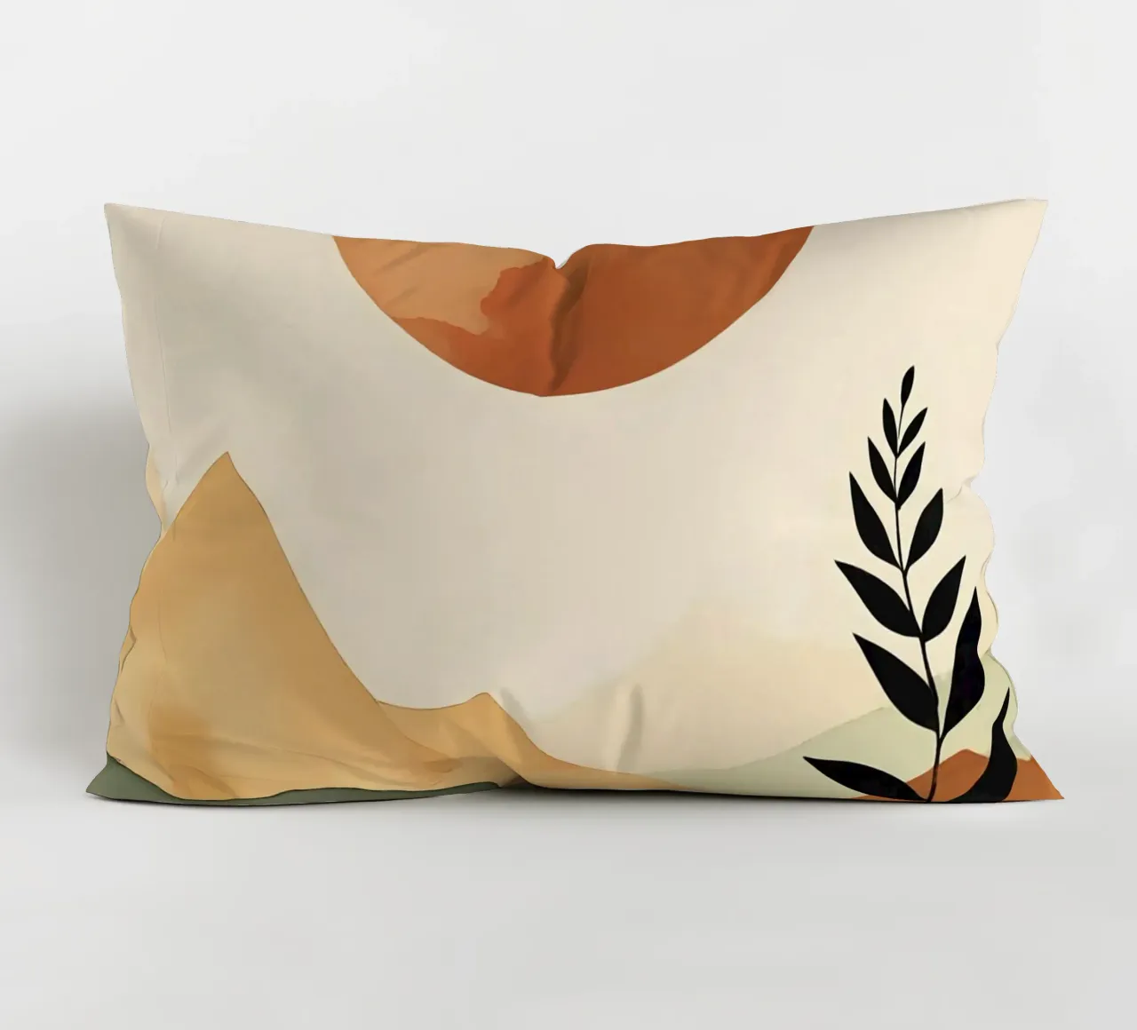 Paesaggio minimalista con sole e silhouette botanica cuscino da Bloom And Brush