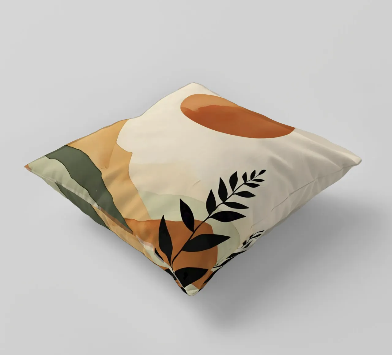 Paesaggio minimalista con sole e silhouette botanica cuscino da Bloom And Brush