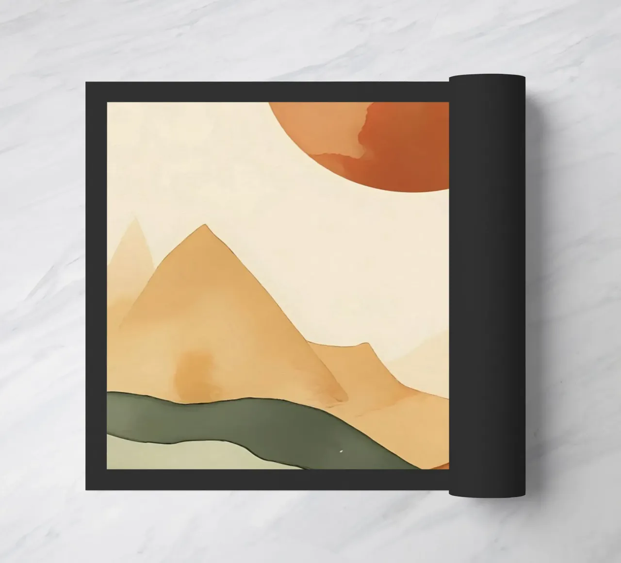 Paesaggio minimalista con sole e silhouette botanica zerbino da Bloom And Brush