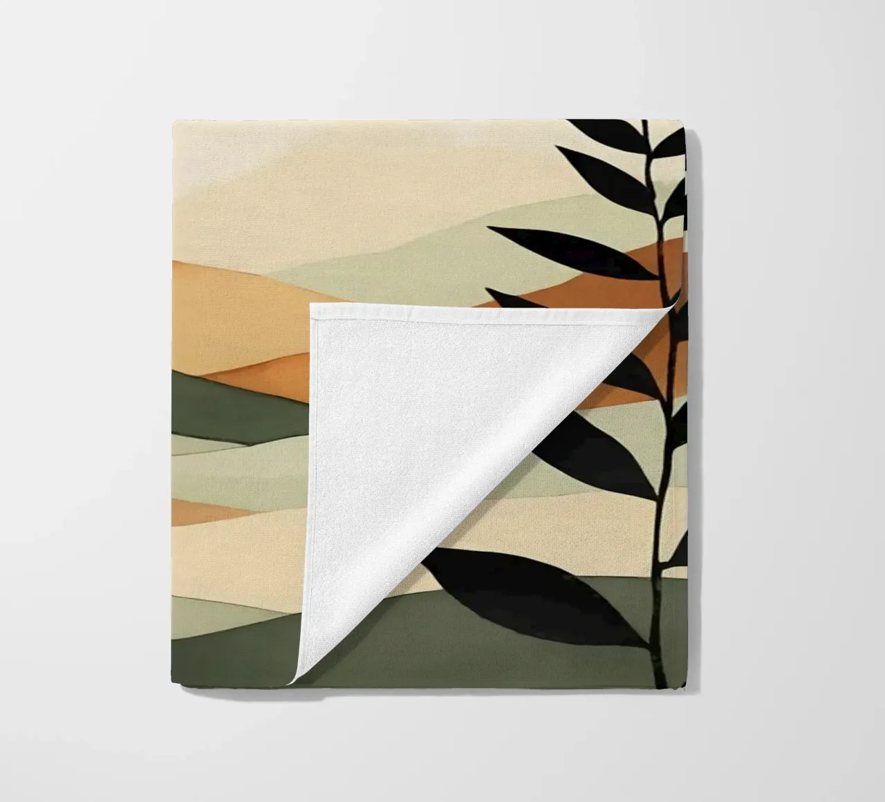 Paesaggio minimalista con sole e silhouette botanica telo mare da Bloom And Brush