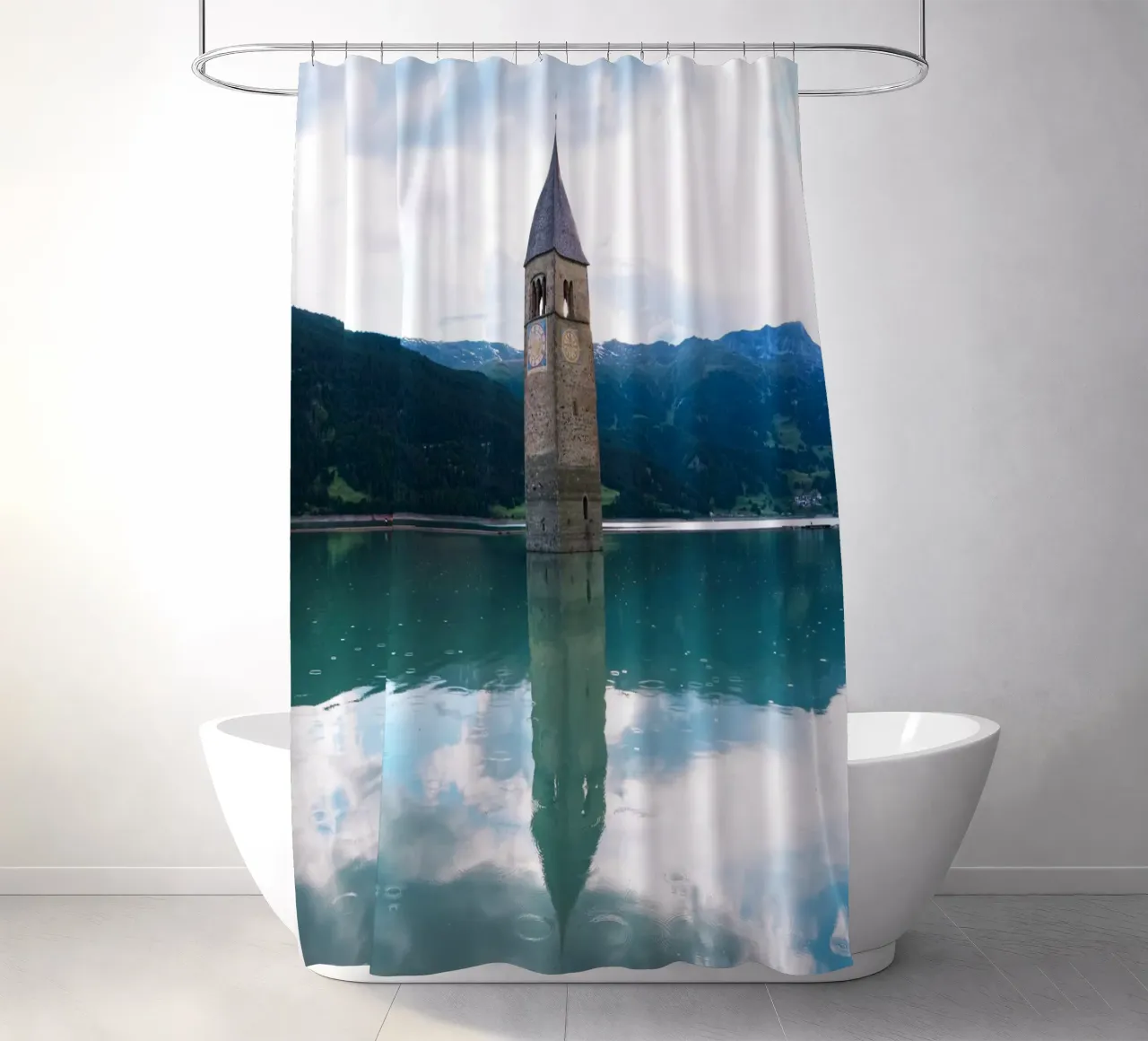 Kirchturm im Reschensee tenda da doccia da Fjöllart