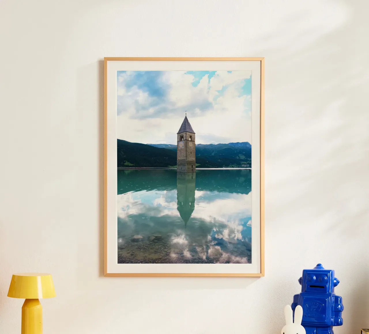 Kirchturm im Reschensee carta hahnemühle da Fjöllart