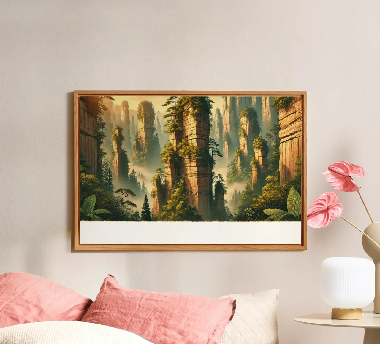 Poster d'epoca Cina, pilastri di pietra di Zhangjiajie alluminio dibond da Wanderlust Vibes