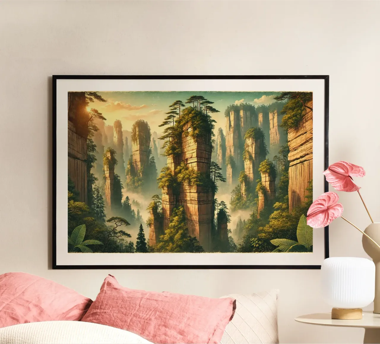 Poster d'epoca Cina, pilastri di pietra di Zhangjiajie carta hahnemühle da Wanderlust Vibes