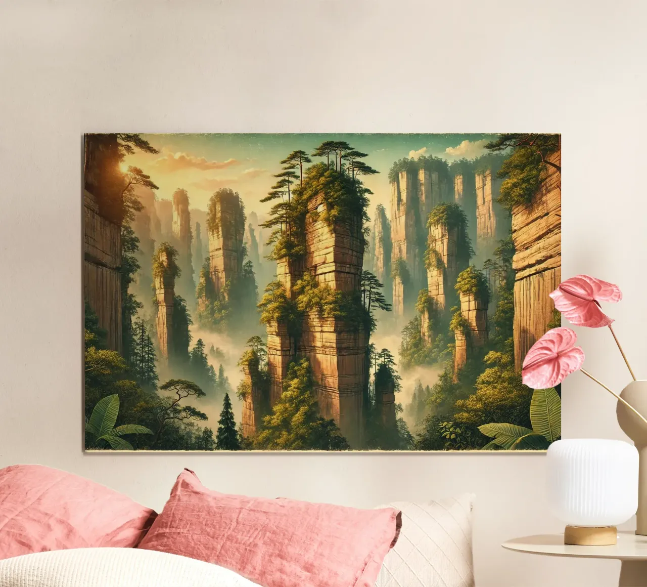 Poster d'epoca Cina, pilastri di pietra di Zhangjiajie carta hahnemühle da Wanderlust Vibes