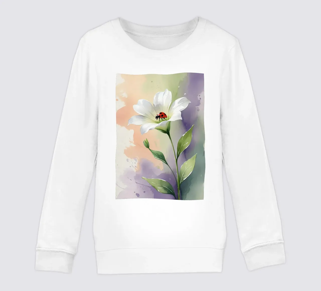 Giglio bianco con coccinella Poster acquerellato felpa bambino da Bloom And Brush