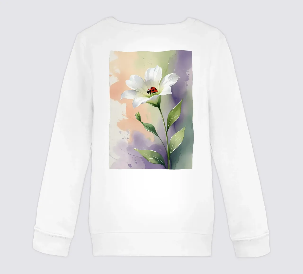 Giglio bianco con coccinella Poster acquerellato felpa bambino da Bloom And Brush