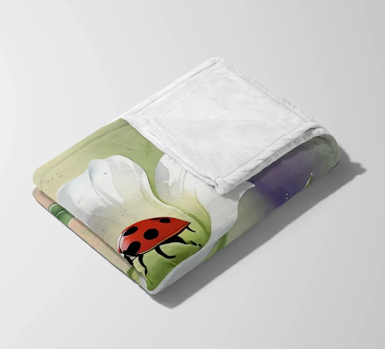 Giglio bianco con coccinella Poster acquerellato coperta in pile da Bloom And Brush