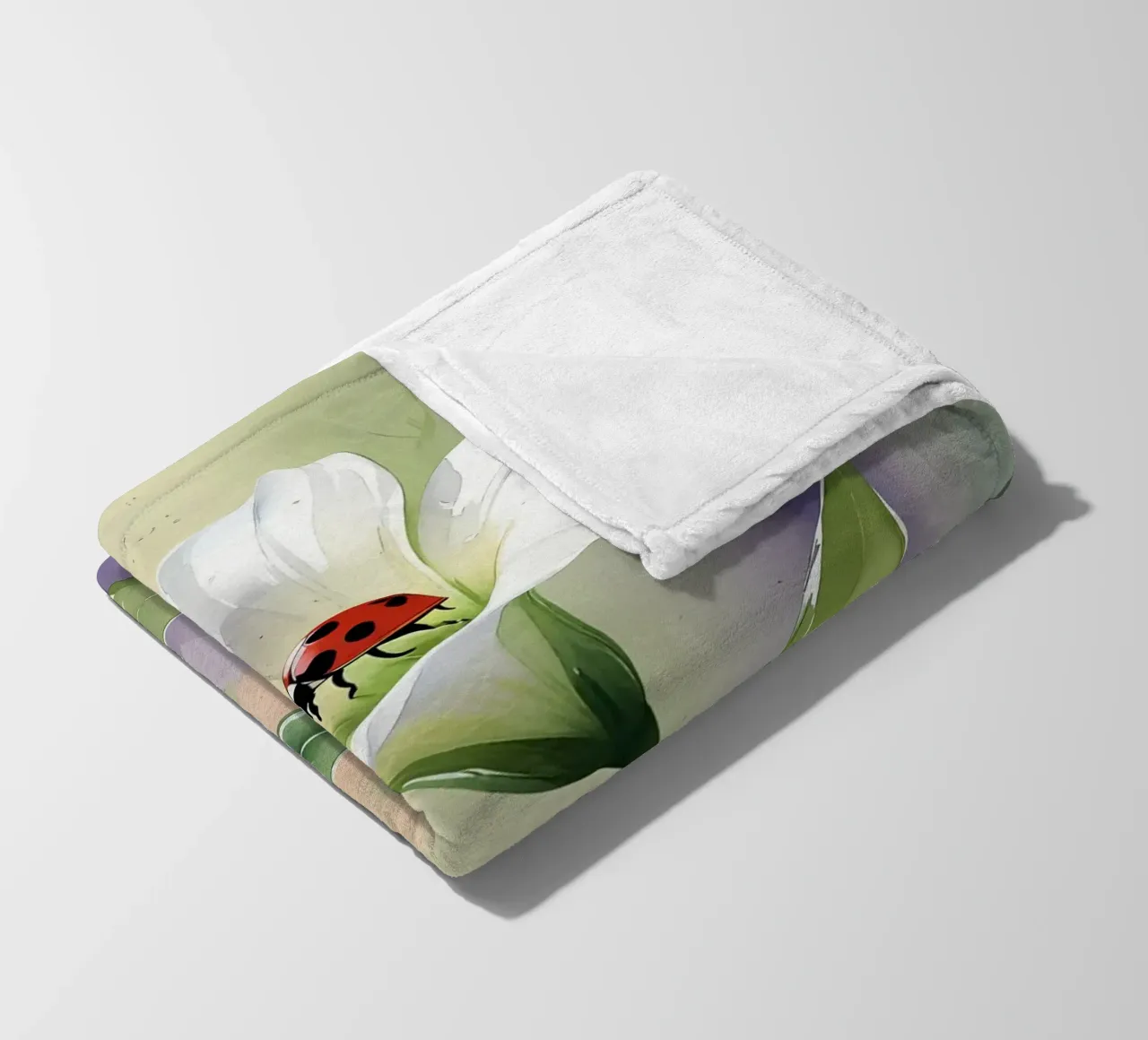 Giglio bianco con coccinella Poster acquerellato coperta in pile da Bloom And Brush