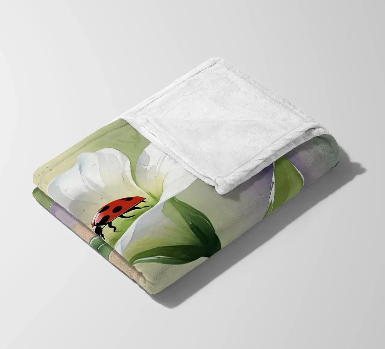 Giglio bianco con coccinella Poster acquerellato coperta in pile da Bloom And Brush